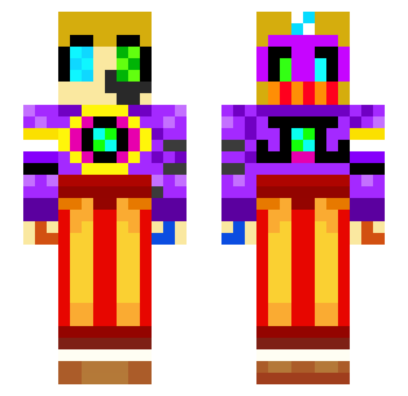 x_raptore Minecraft skin, front and back view