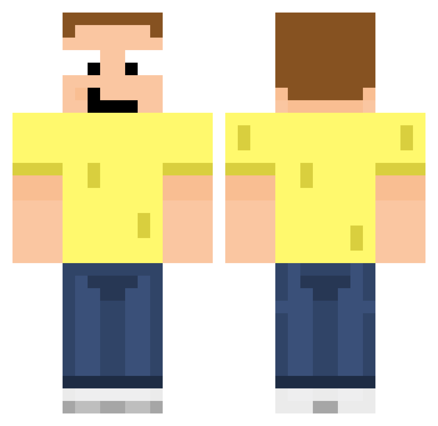 xJerre Minecraft skin, front and back view
