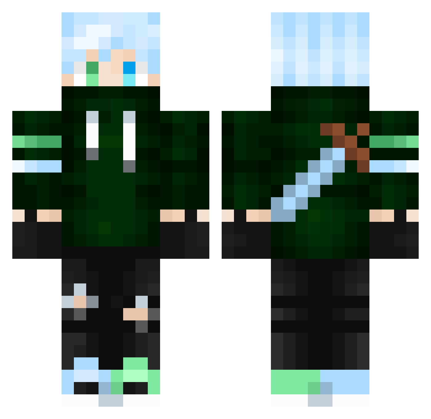 Flxcy Minecraft skin, front and back view