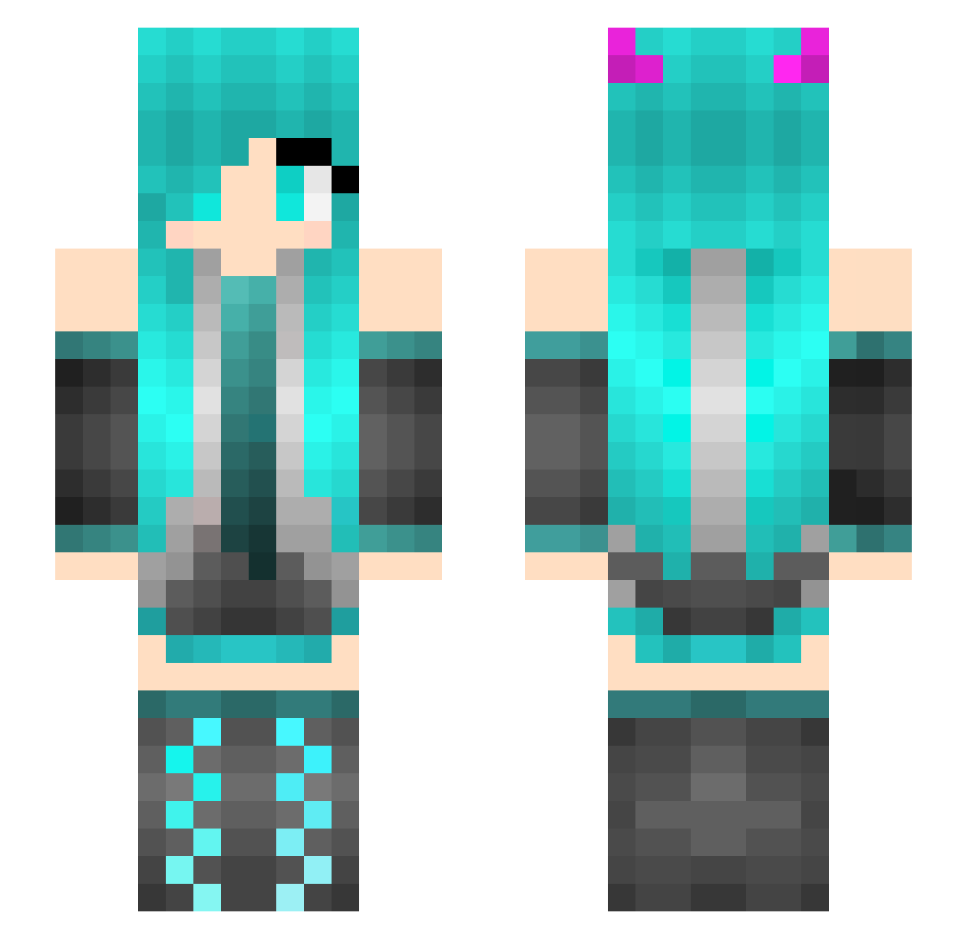 cheatergetban1 Minecraft skin, front and back view