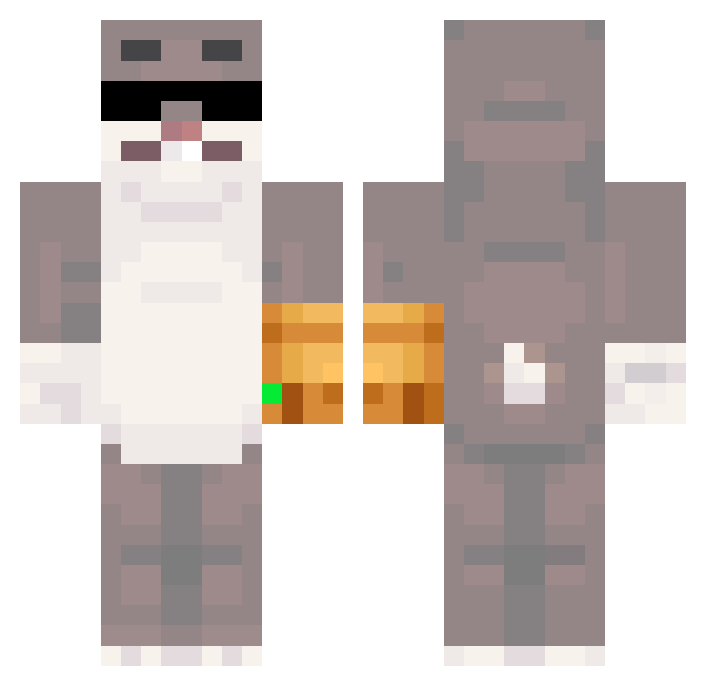 saccus Minecraft skin, front and back view