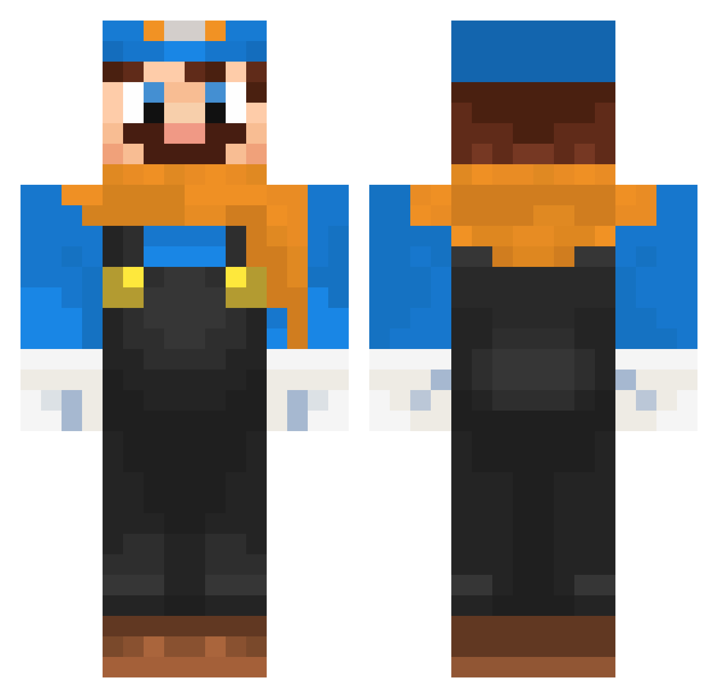 alebros Minecraft skin, front and back view