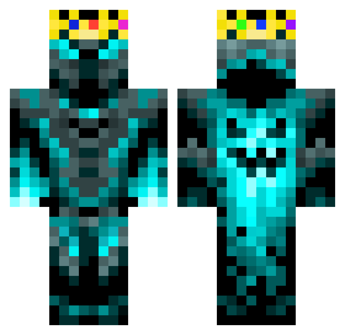 Nikostaker8 Minecraft skin, front and back view