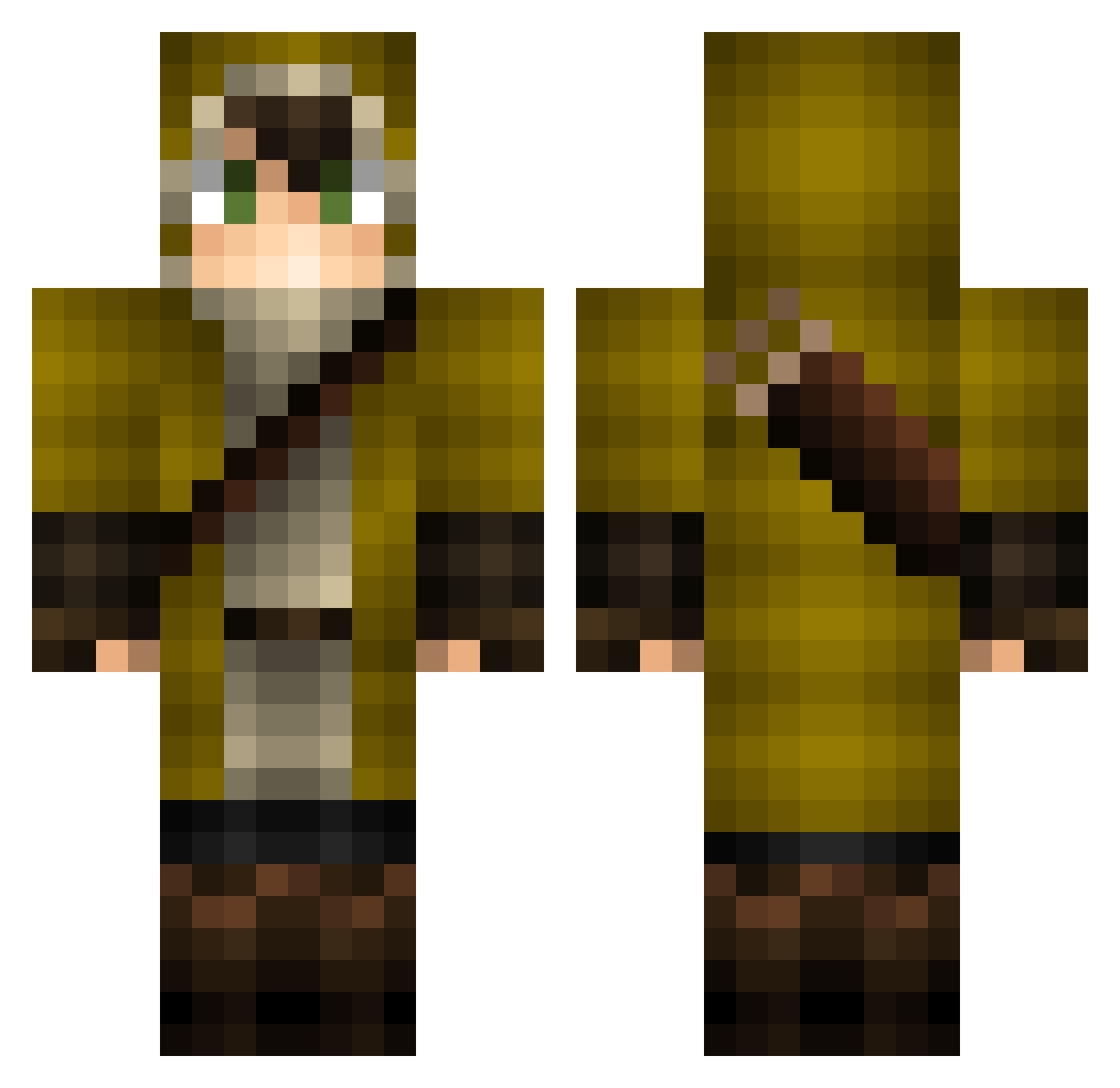 Latesi Minecraft skin, front and back view