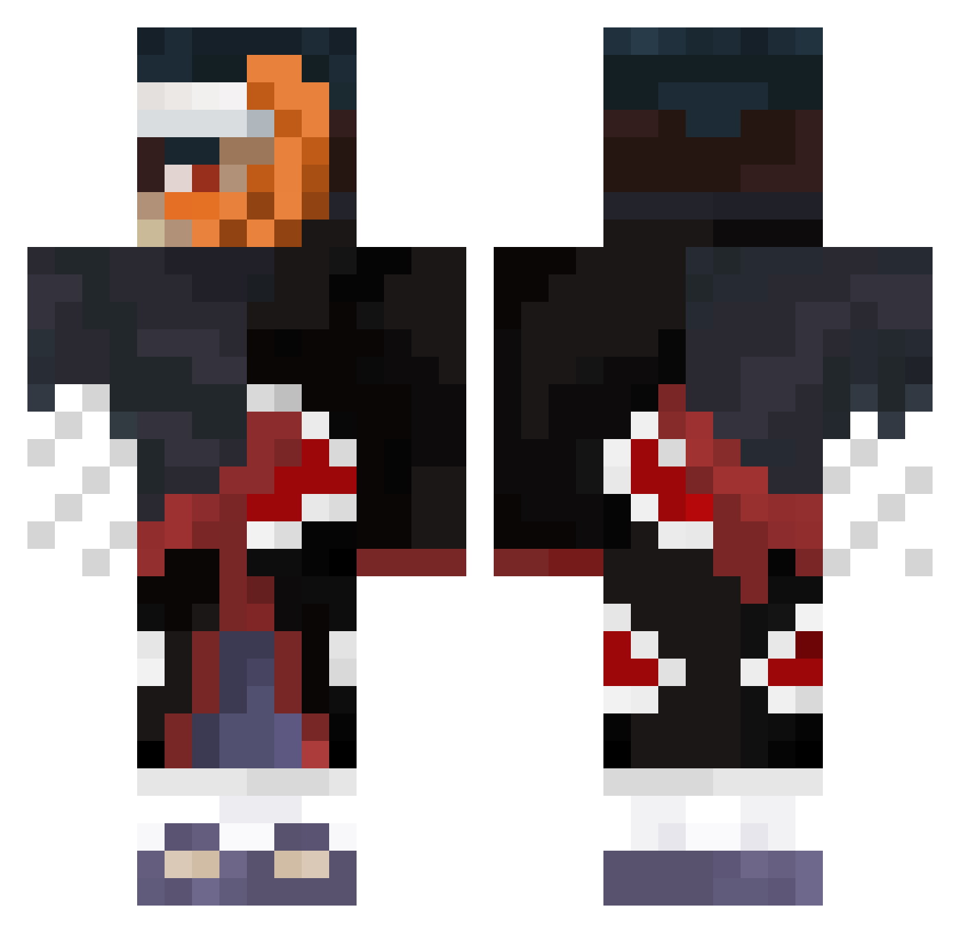n8tired Minecraft skin, front and back view