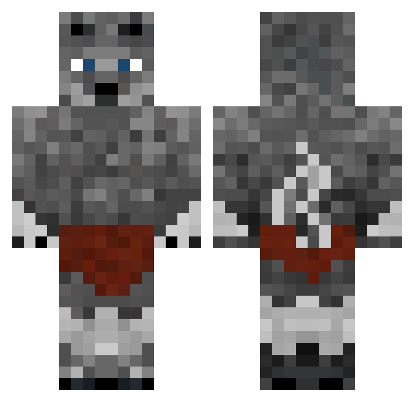 MontegoWolf Minecraft skin, front and back view