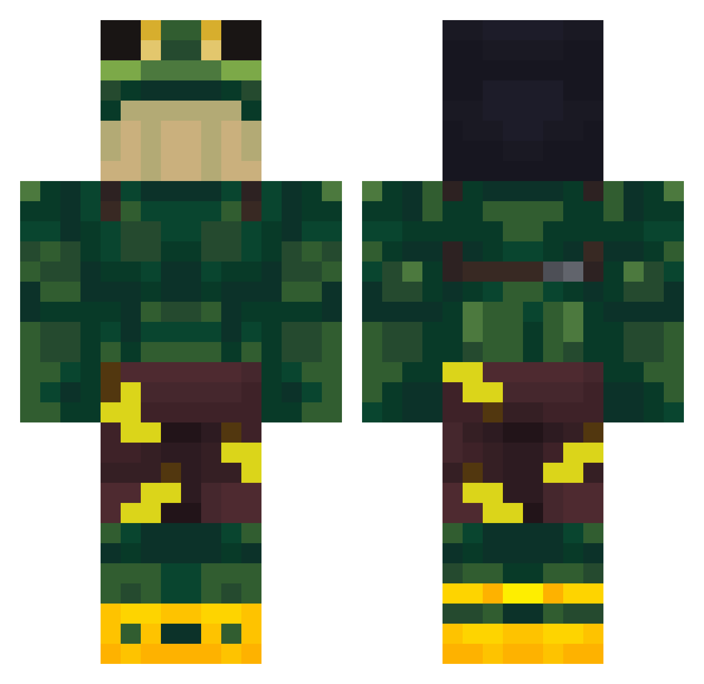 Riwwai Minecraft skin, front and back view
