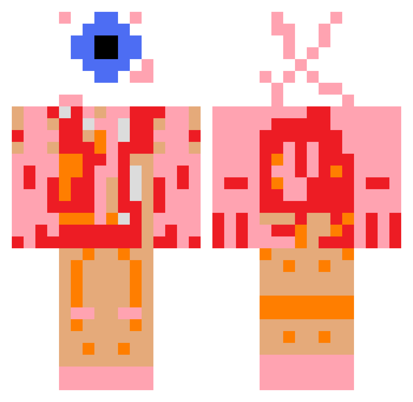 Nietzschean Minecraft skin, front and back view