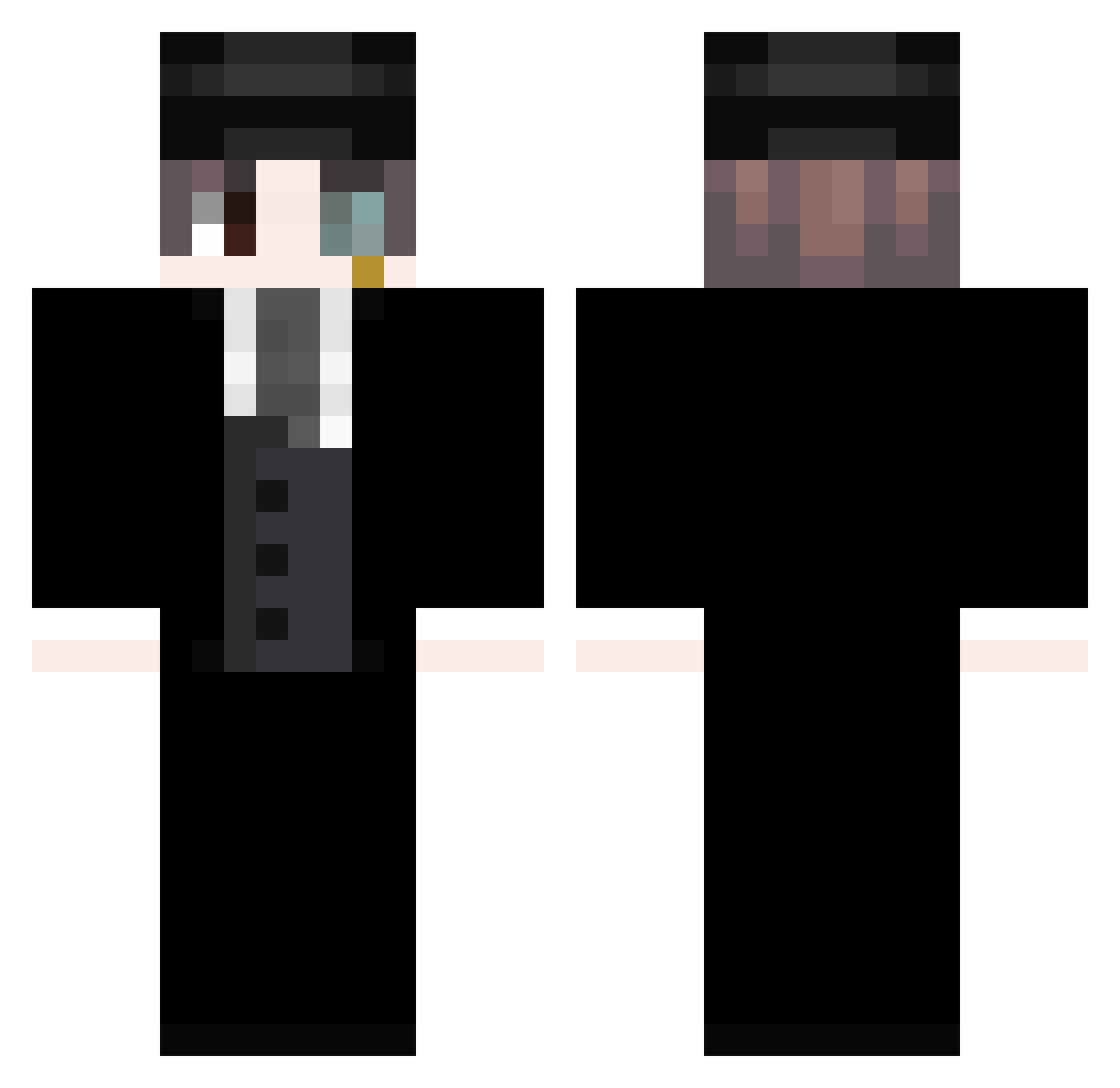 Zevacc Minecraft skin, front and back view