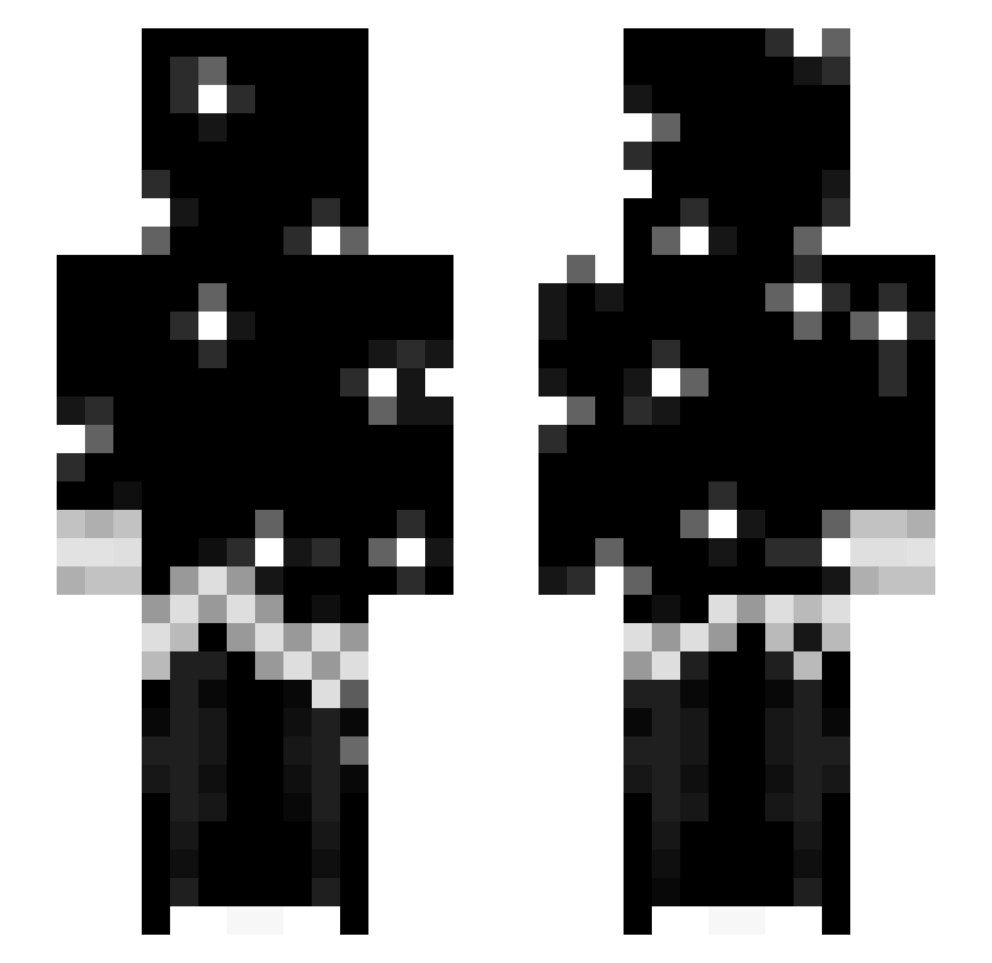 Corrupt_bw Minecraft skin, front and back view