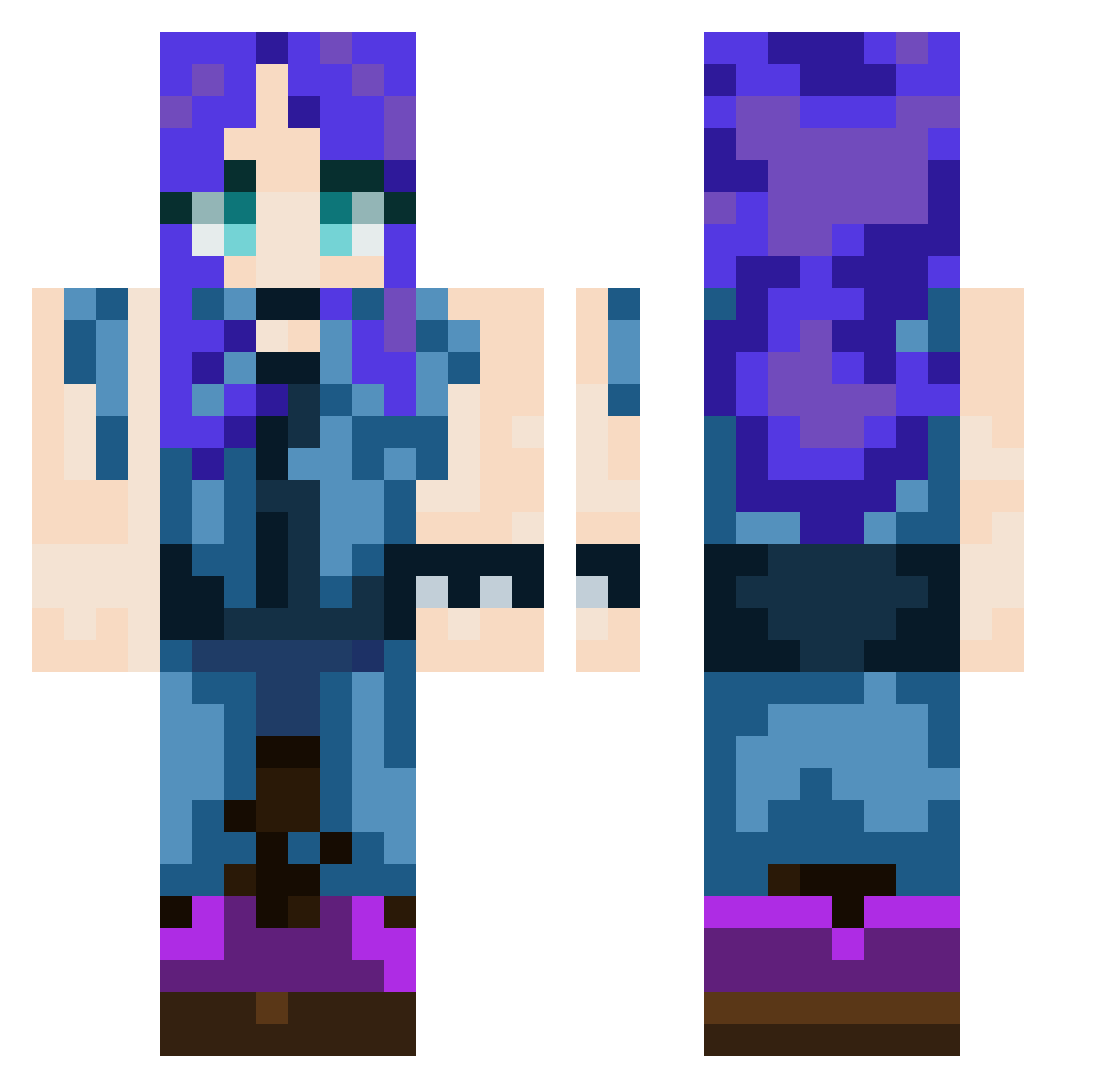alittts Minecraft skin, front and back view