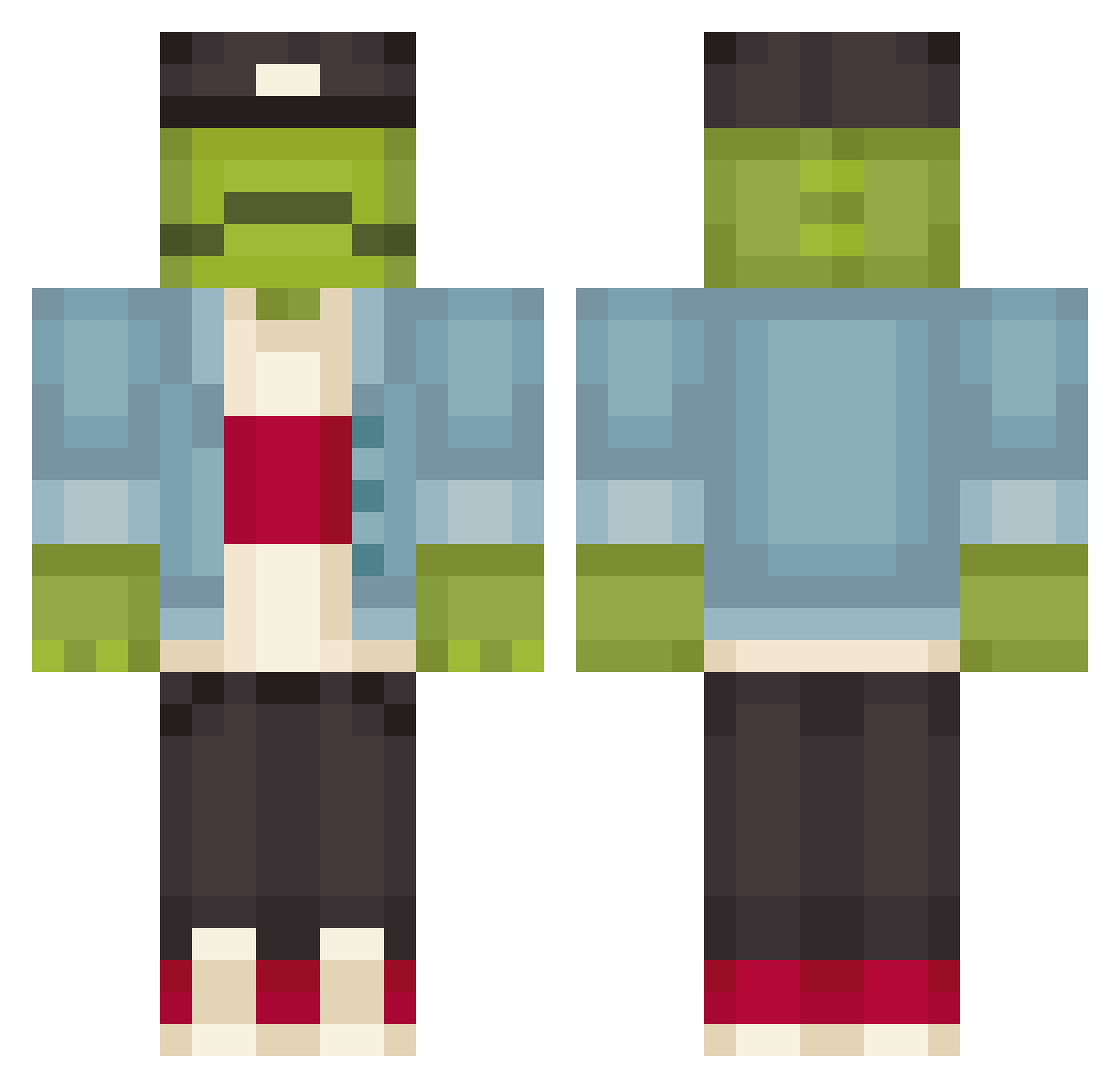 Verang Minecraft skin, front and back view