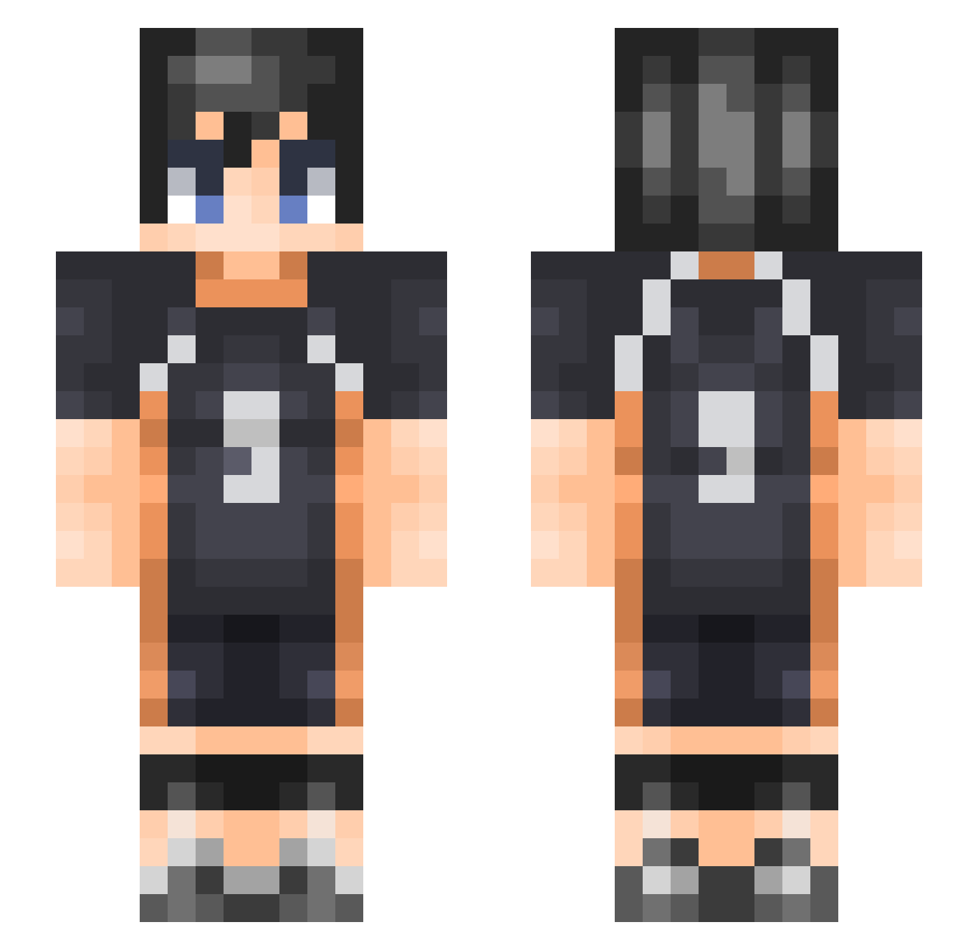 milocraft64 Minecraft skin, front and back view