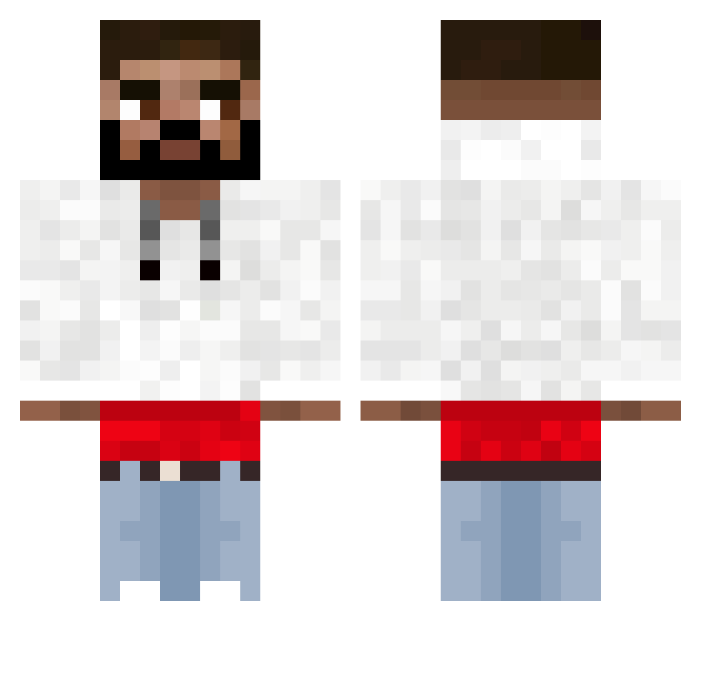 Grubyznatury Minecraft skin, front and back view