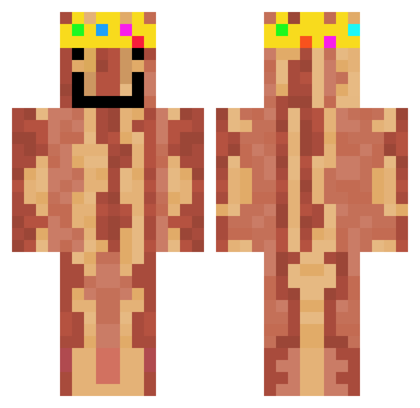 kingofbacon Minecraft skin, front and back view