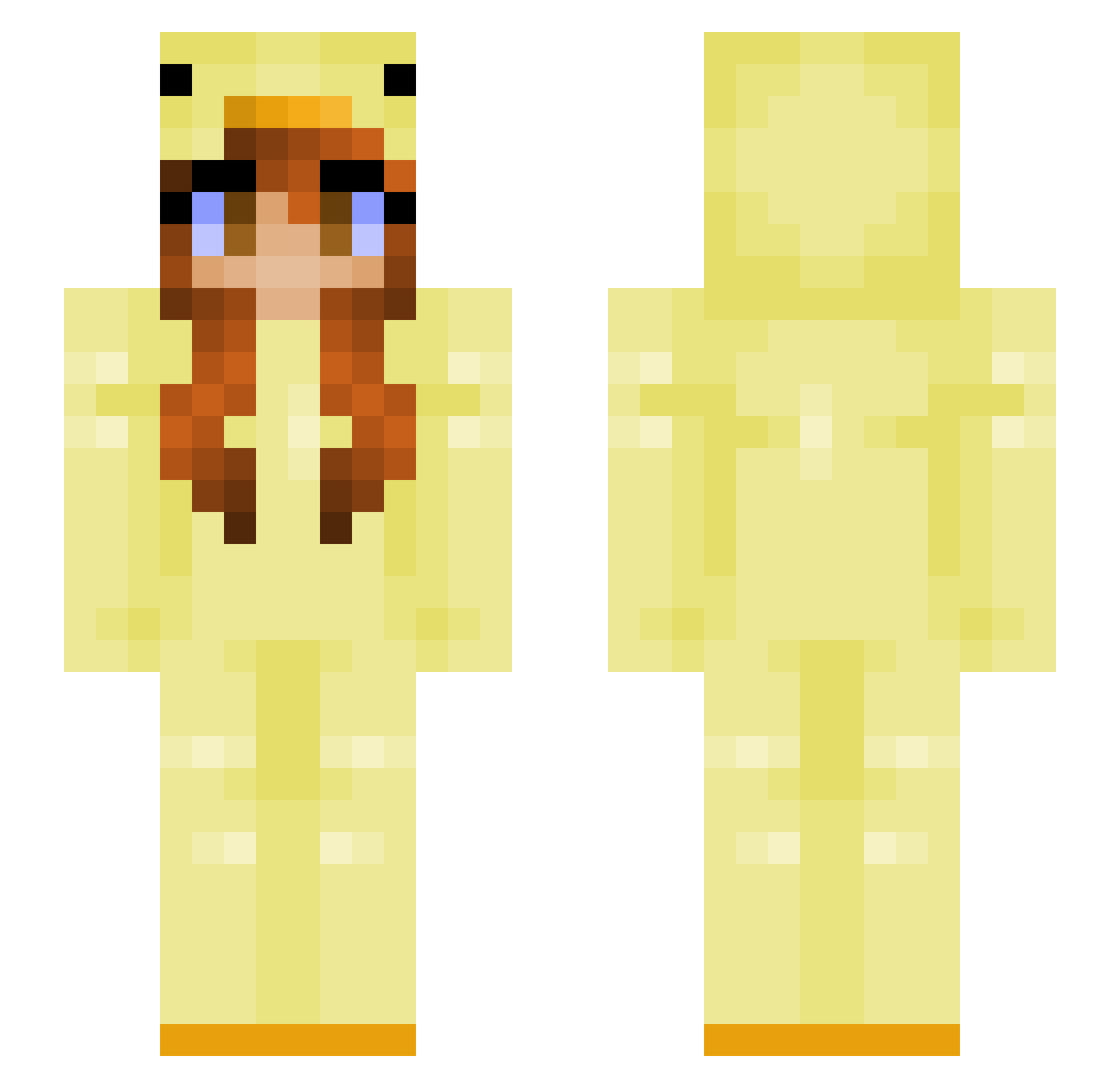 Sh4xxx Minecraft skin, front and back view