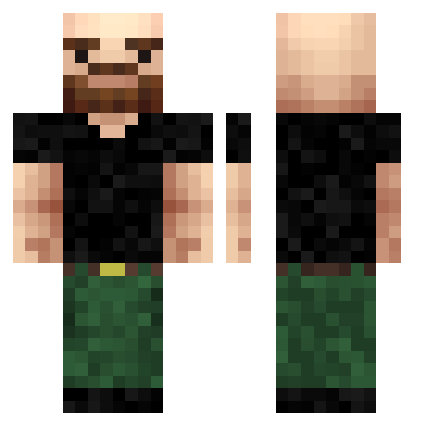 Ruderratte Minecraft skin, front and back view