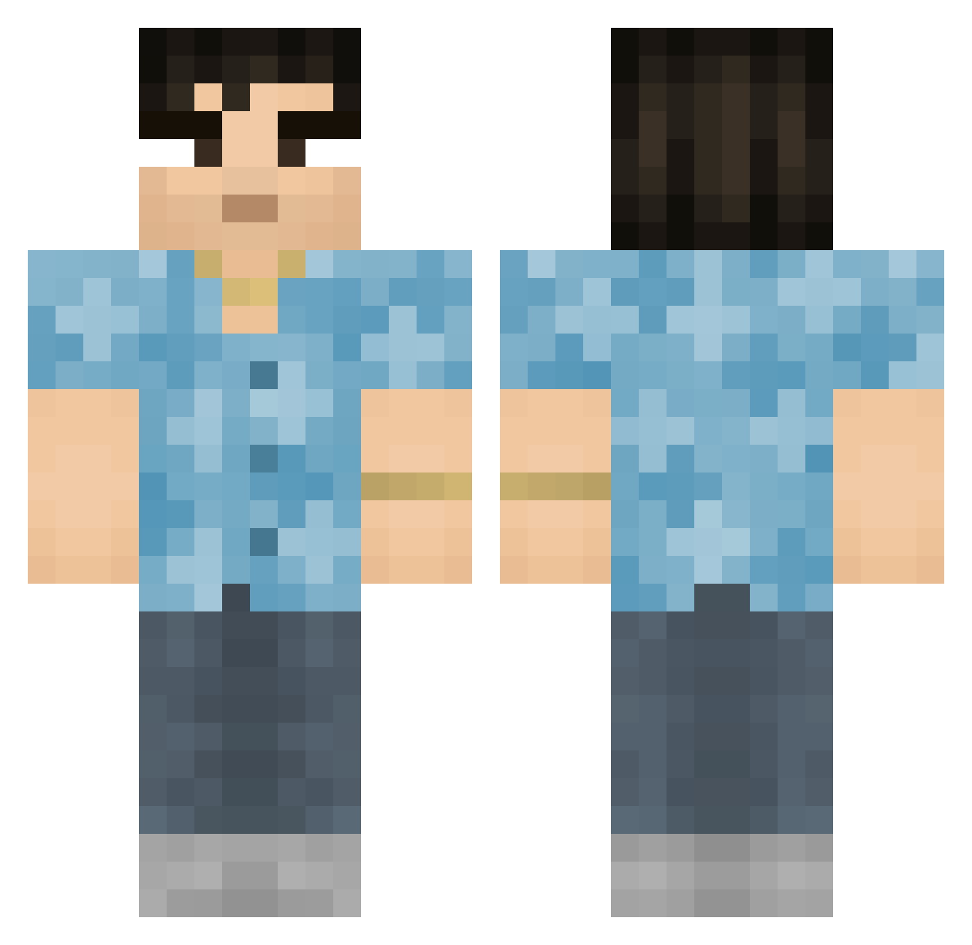 Bowl_Smoker Minecraft skin, front and back view