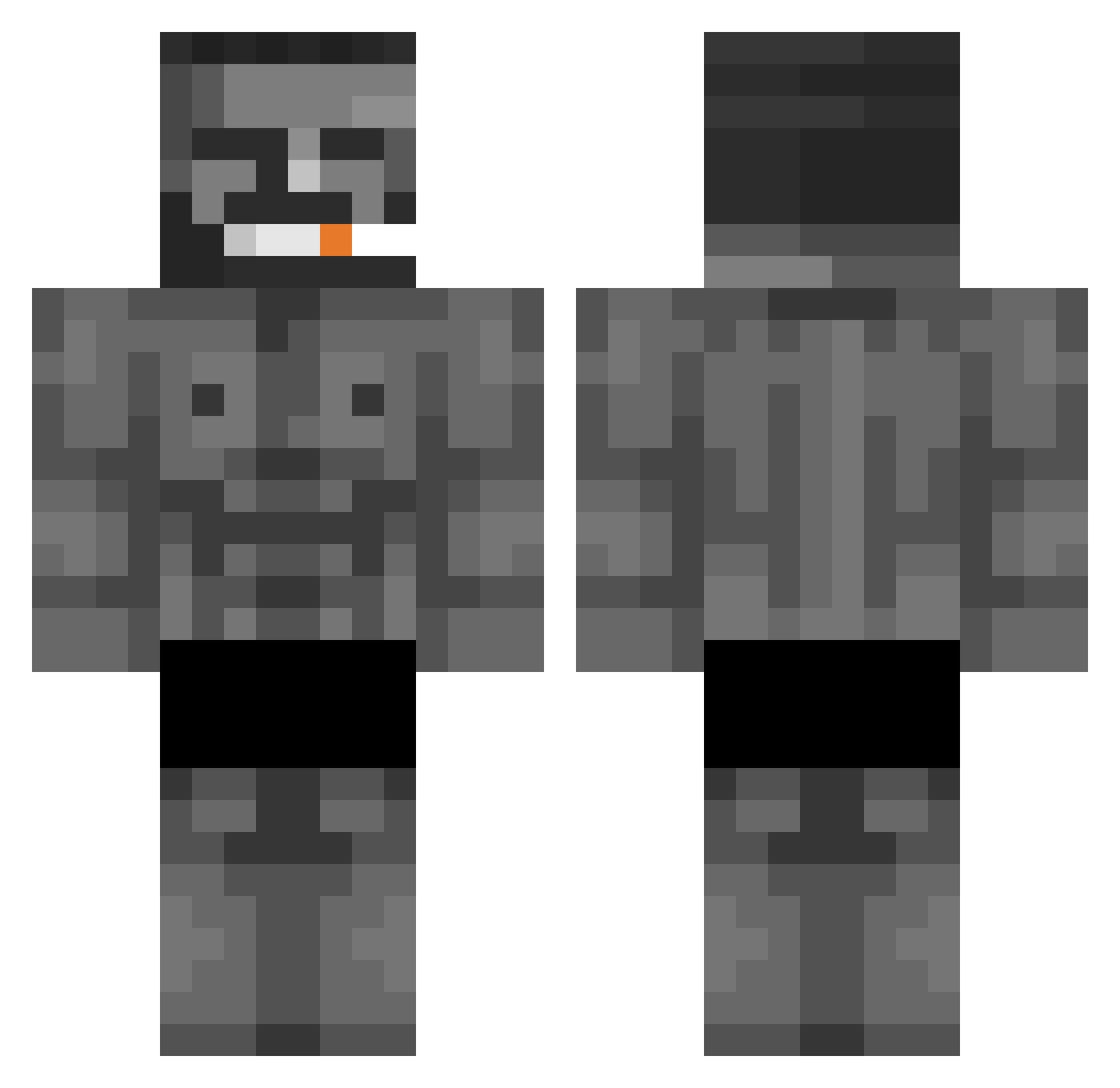 ZyzzVal Minecraft skin, front and back view