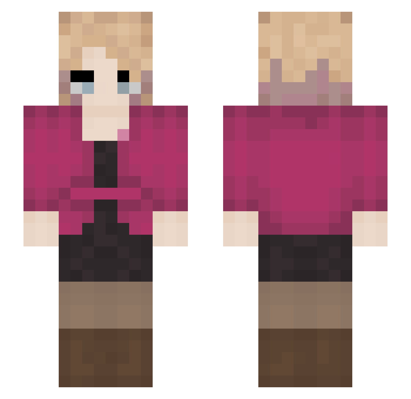 ddnx Minecraft skin, front and back view
