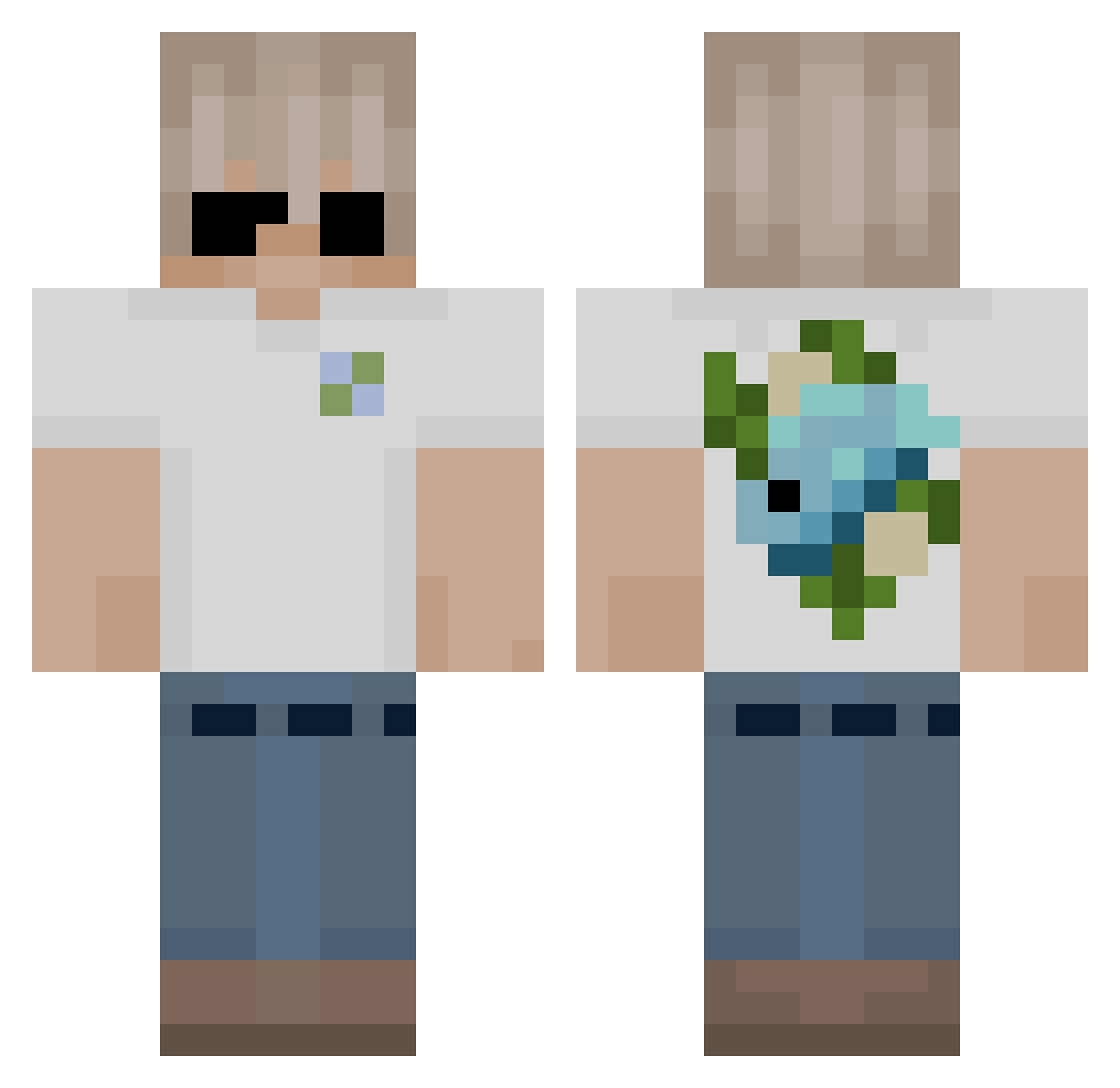 sk3tchey Minecraft skin, front and back view