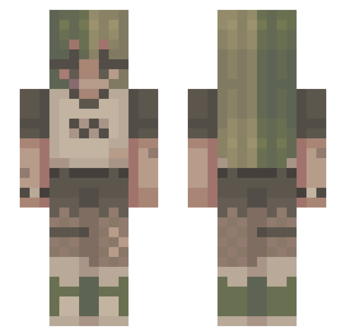 EvilLucy Minecraft skin, front and back view