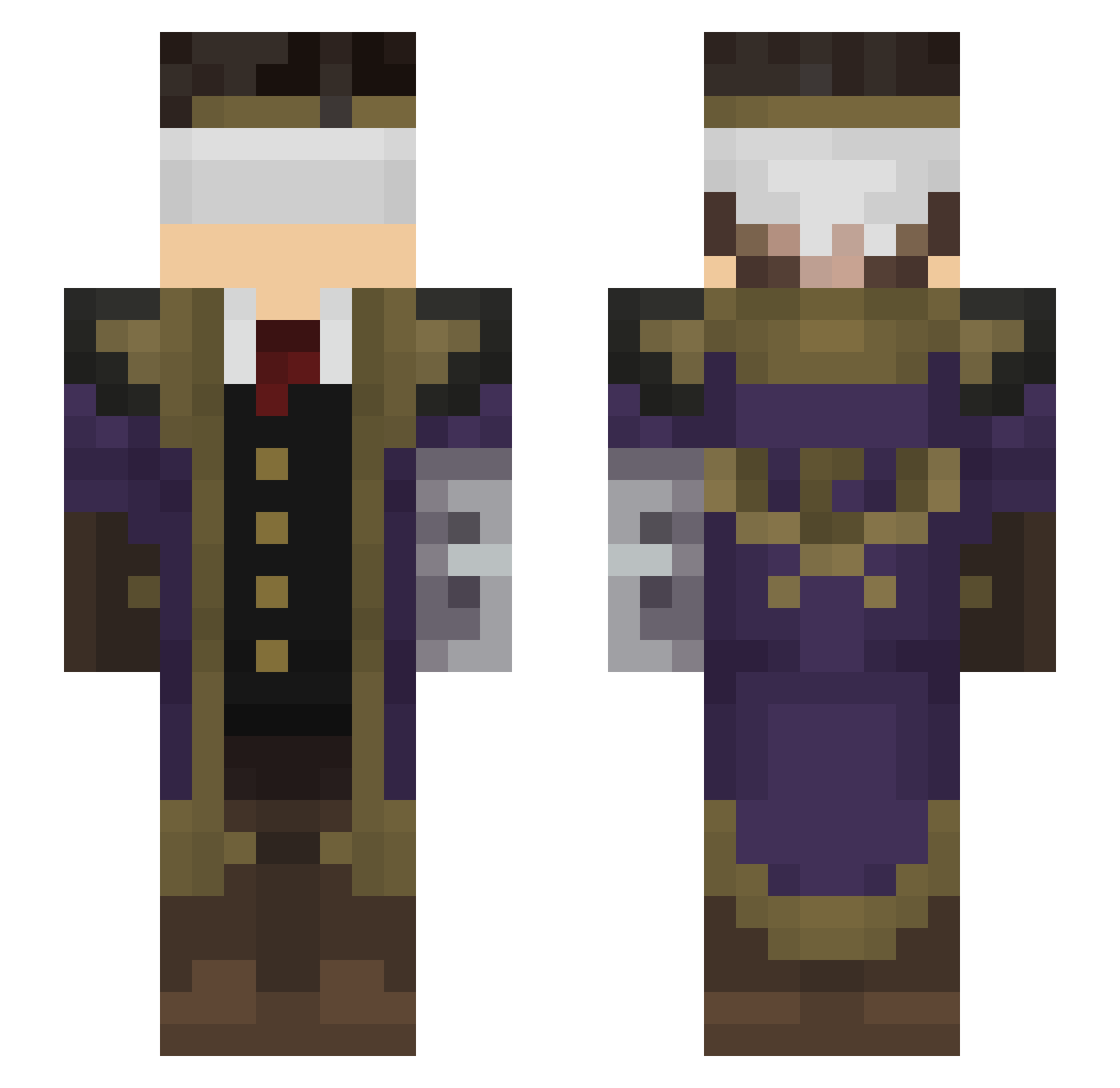 Tqrn Minecraft skin, front and back view
