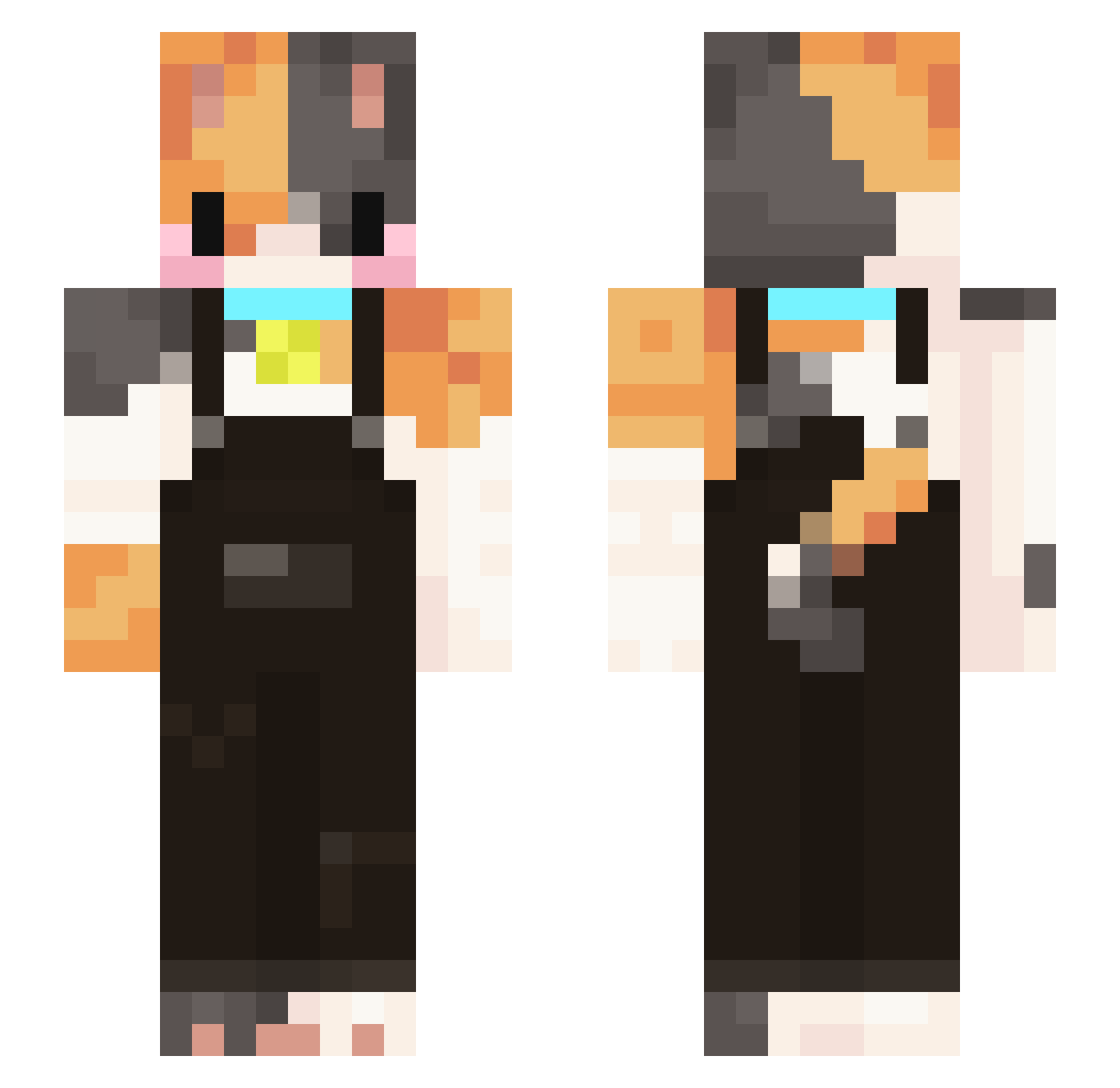 Soleil_nik Minecraft skin, front and back view