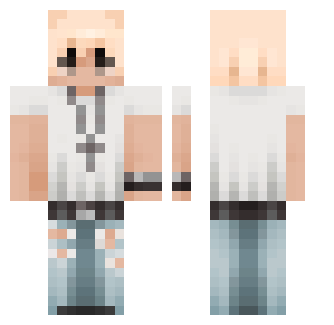 CodeEsteban Minecraft skin, front and back view