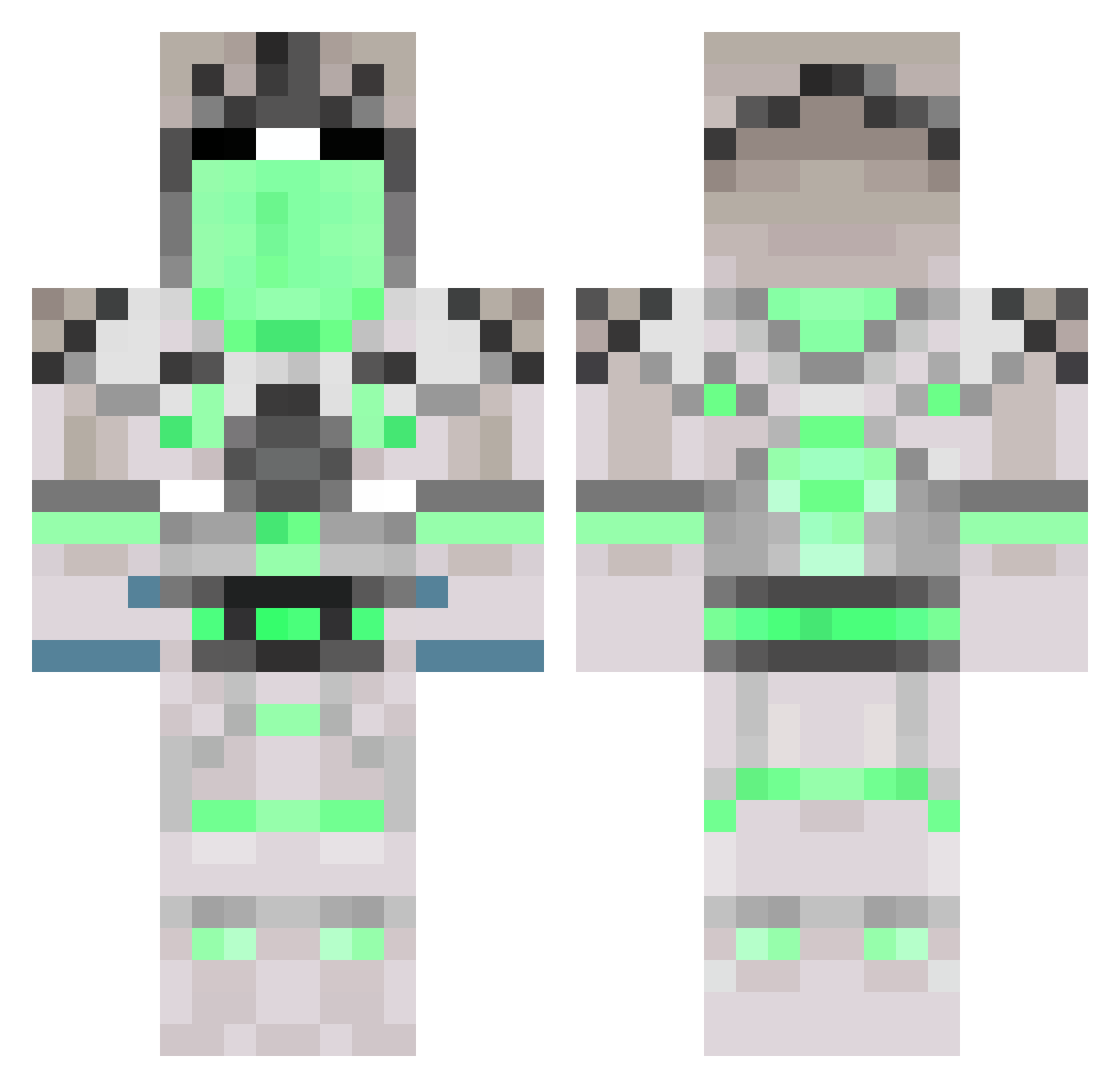 Guiltiness Minecraft skin, front and back view