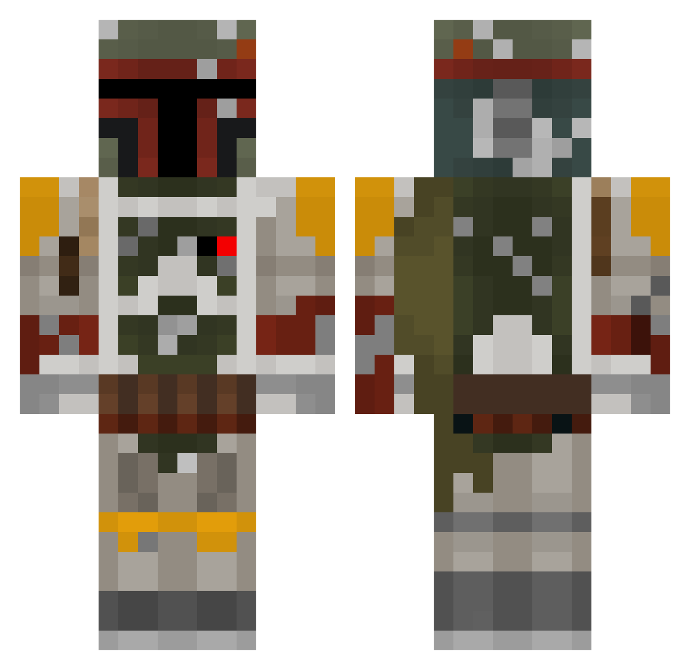 dropulent Minecraft skin, front and back view