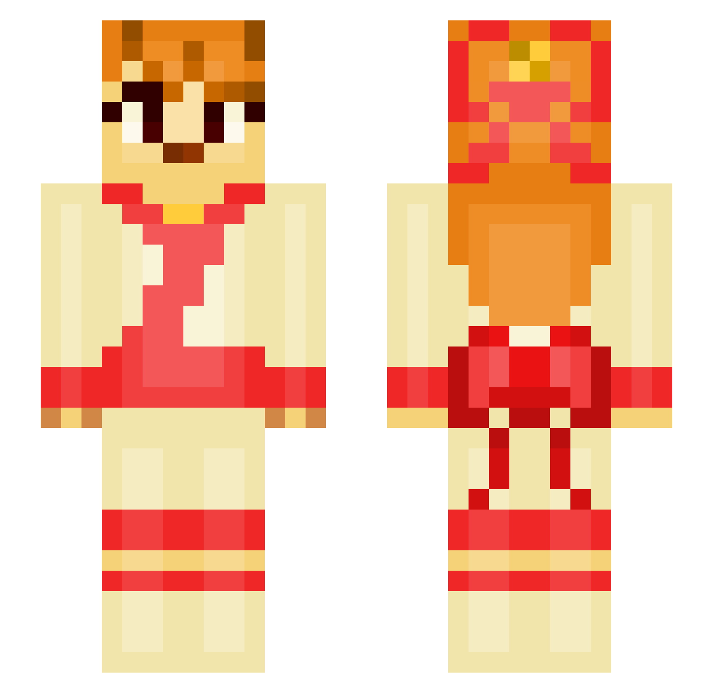 Caymow Minecraft skin, front and back view