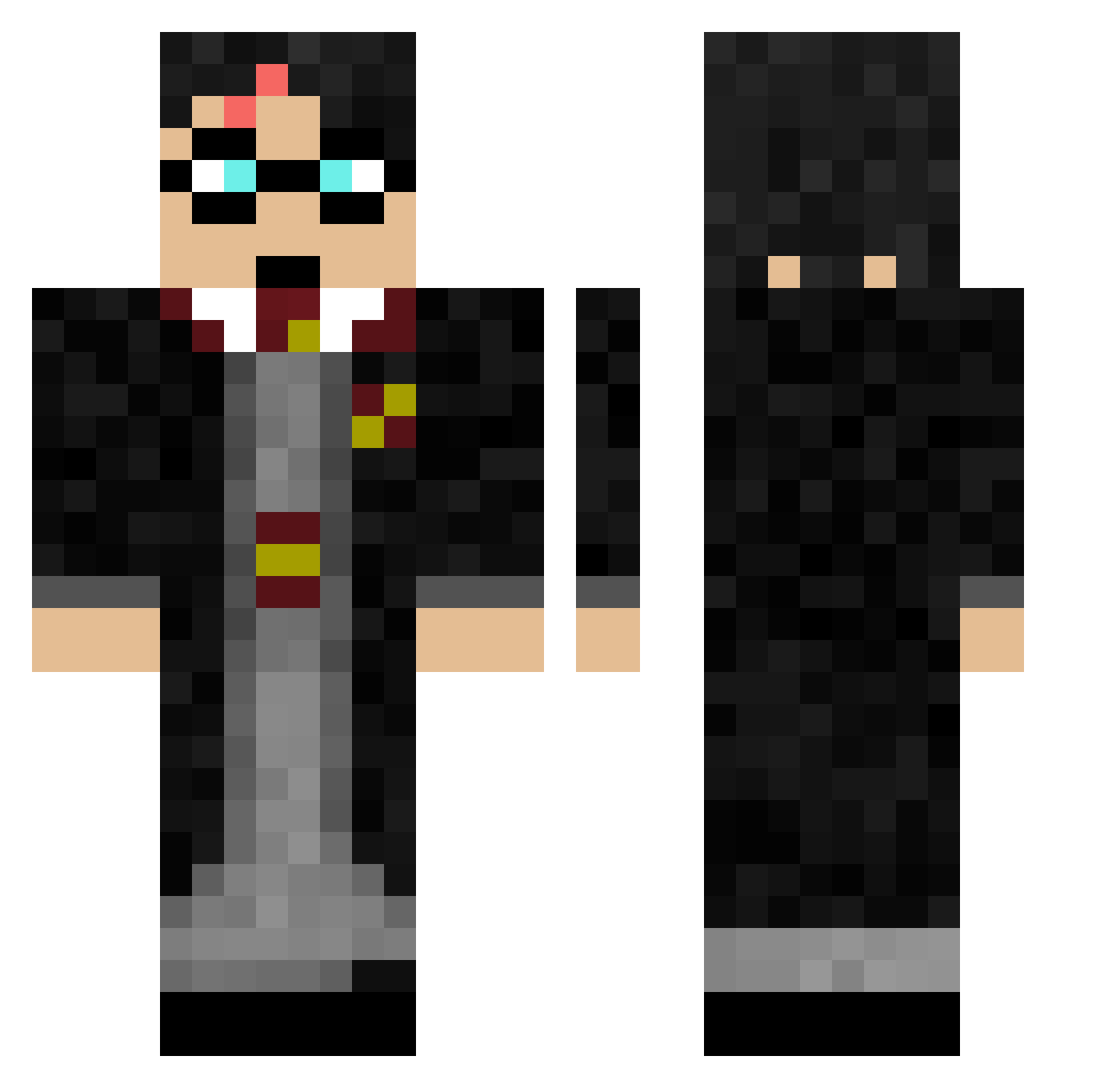 HDMasterHD Minecraft skin, front and back view