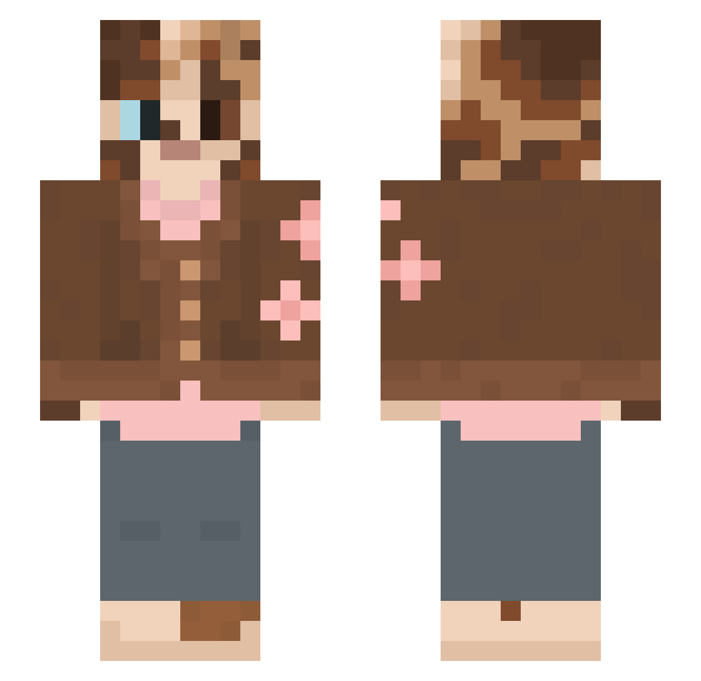 VexyWexy Minecraft skin, front and back view