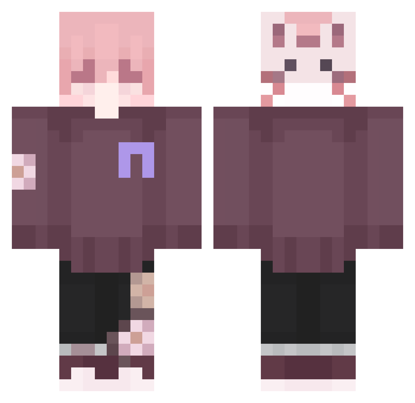 vbloop Minecraft skin, front and back view