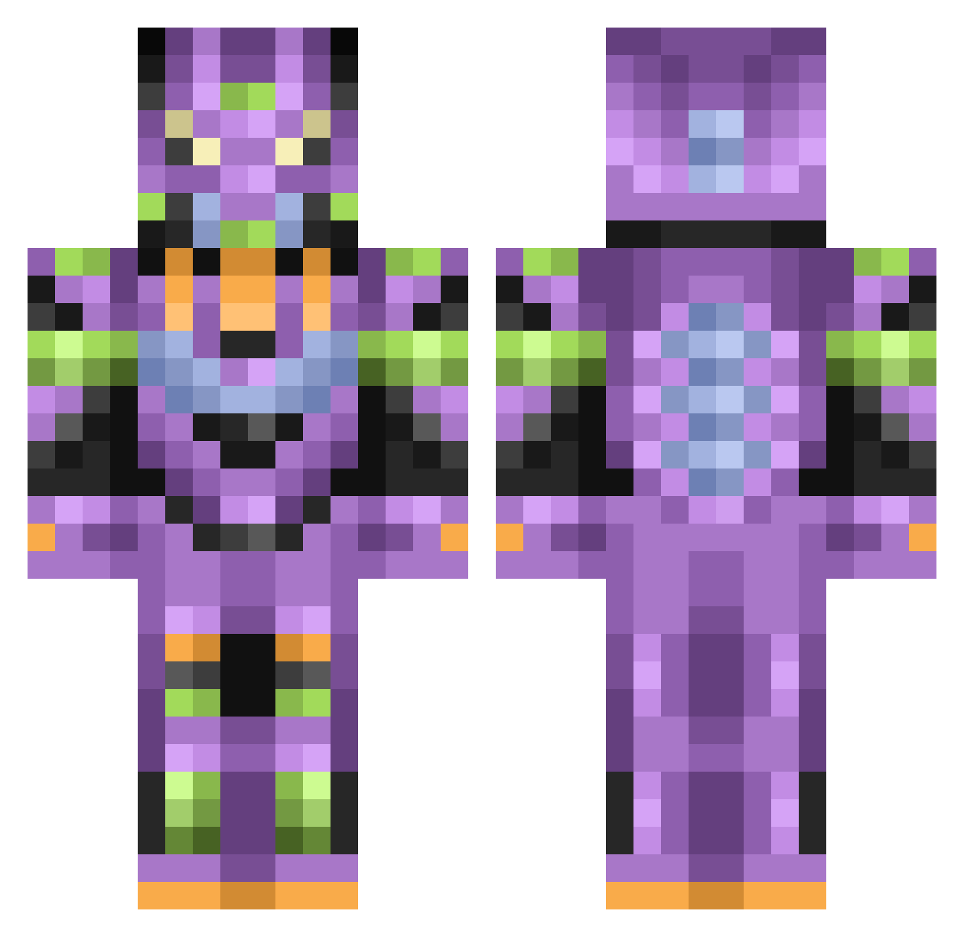Xundr Minecraft skin, front and back view