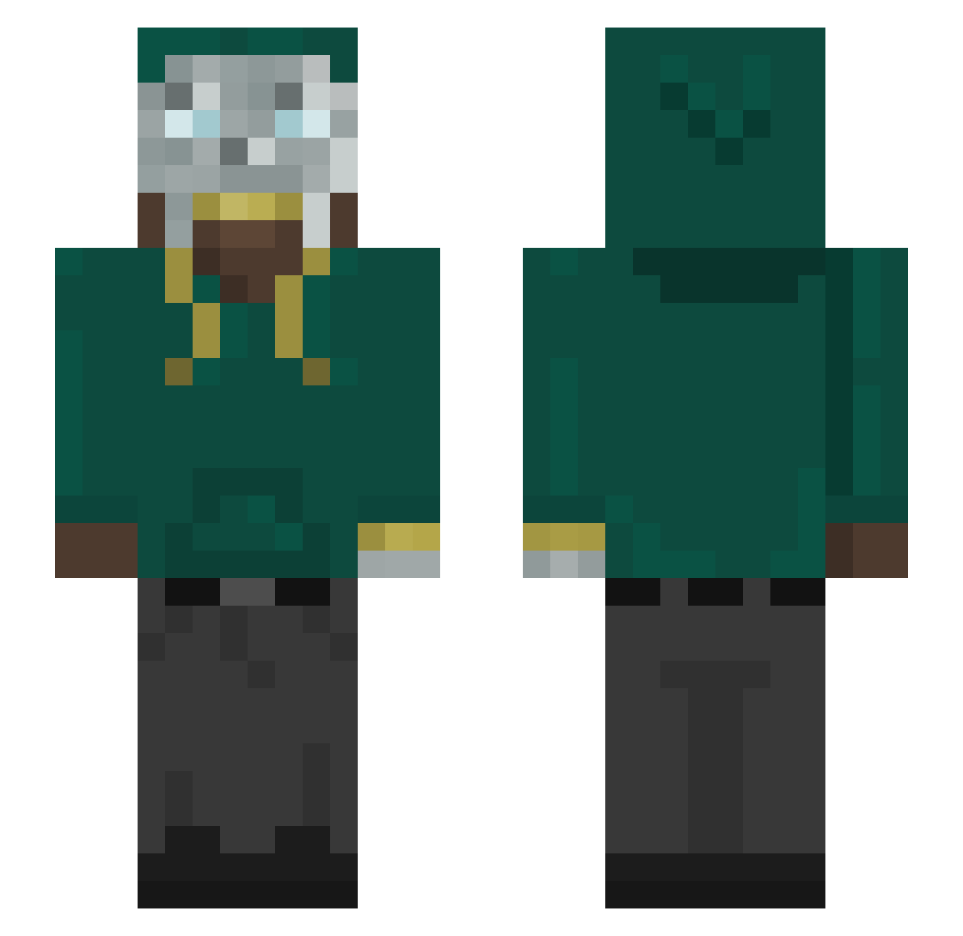 MonkeFlip420 Minecraft skin, front and back view