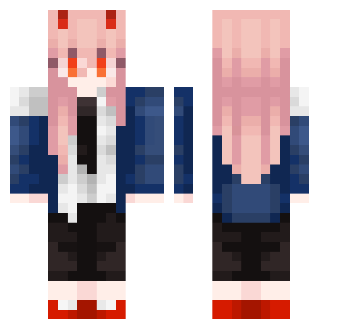 UnicornGoatNinja Minecraft skin, front and back view