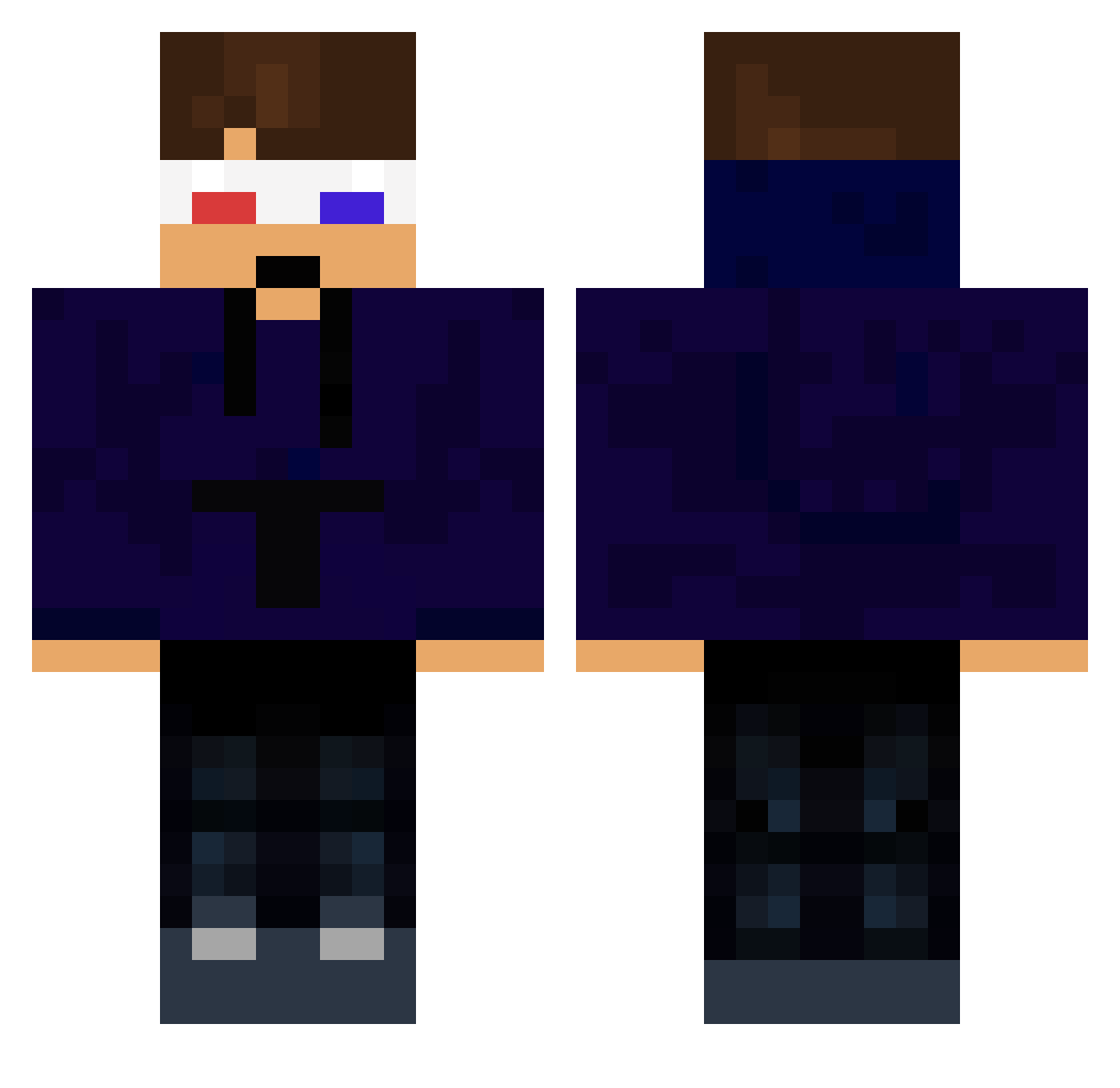 Rete Minecraft skin, front and back view