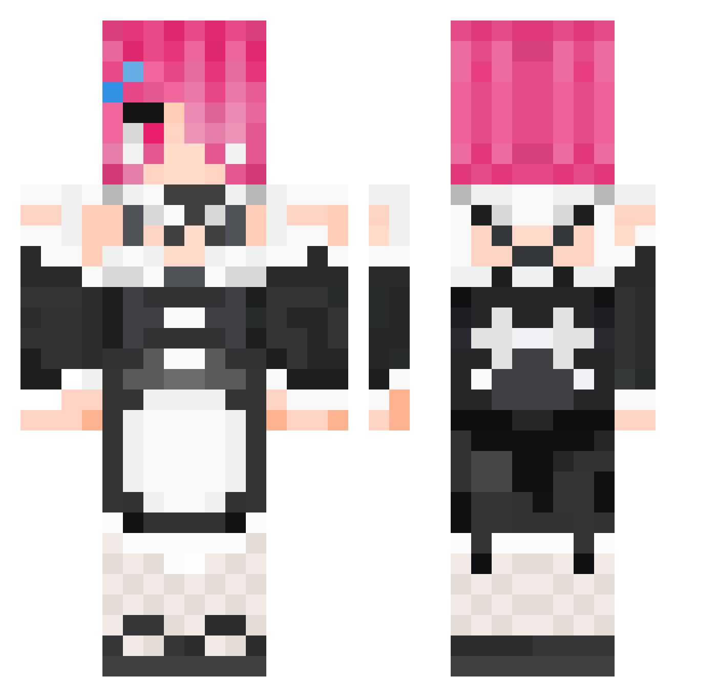 TostrBath Minecraft skin, front and back view