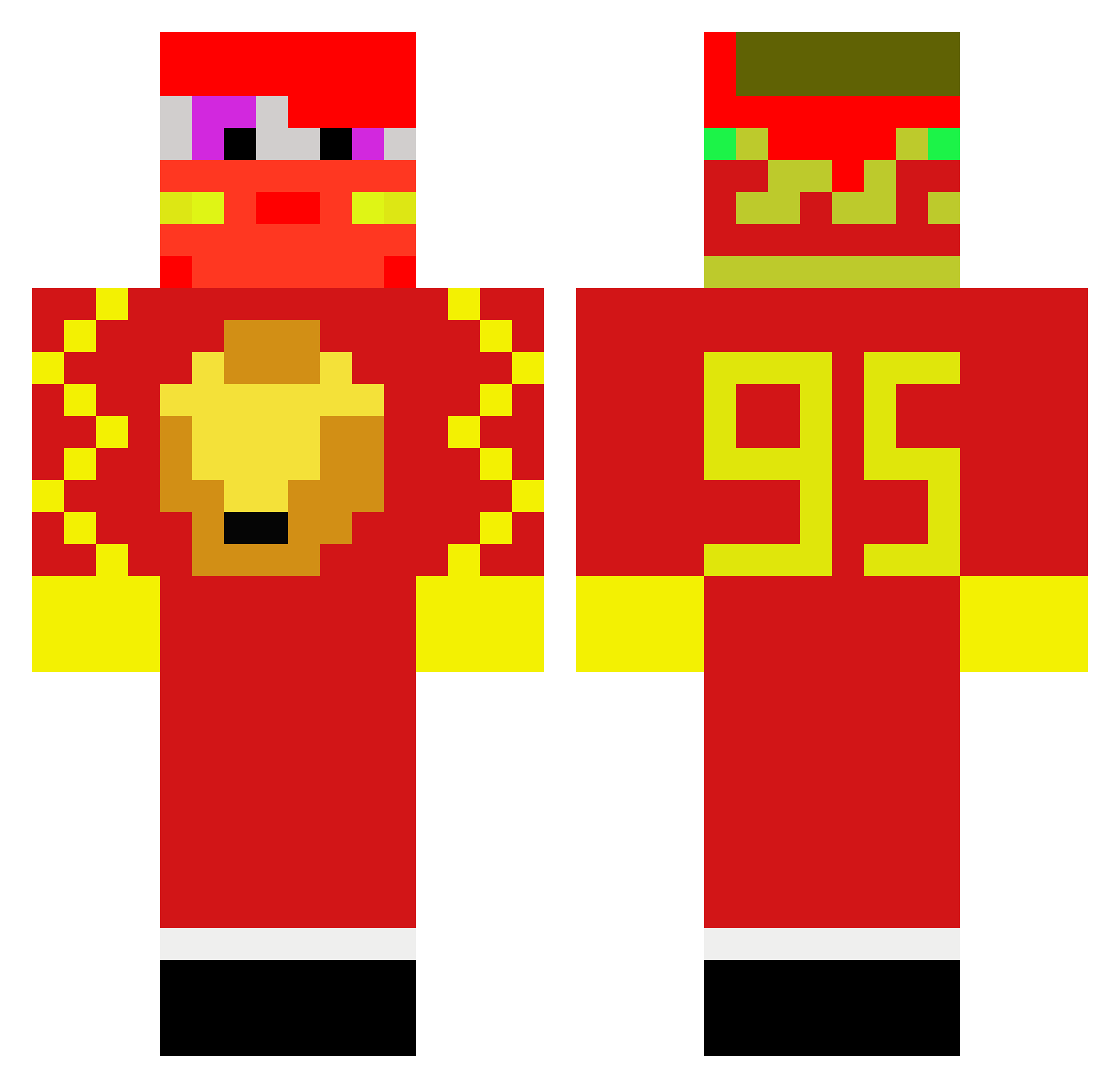 6kz Minecraft skin, front and back view