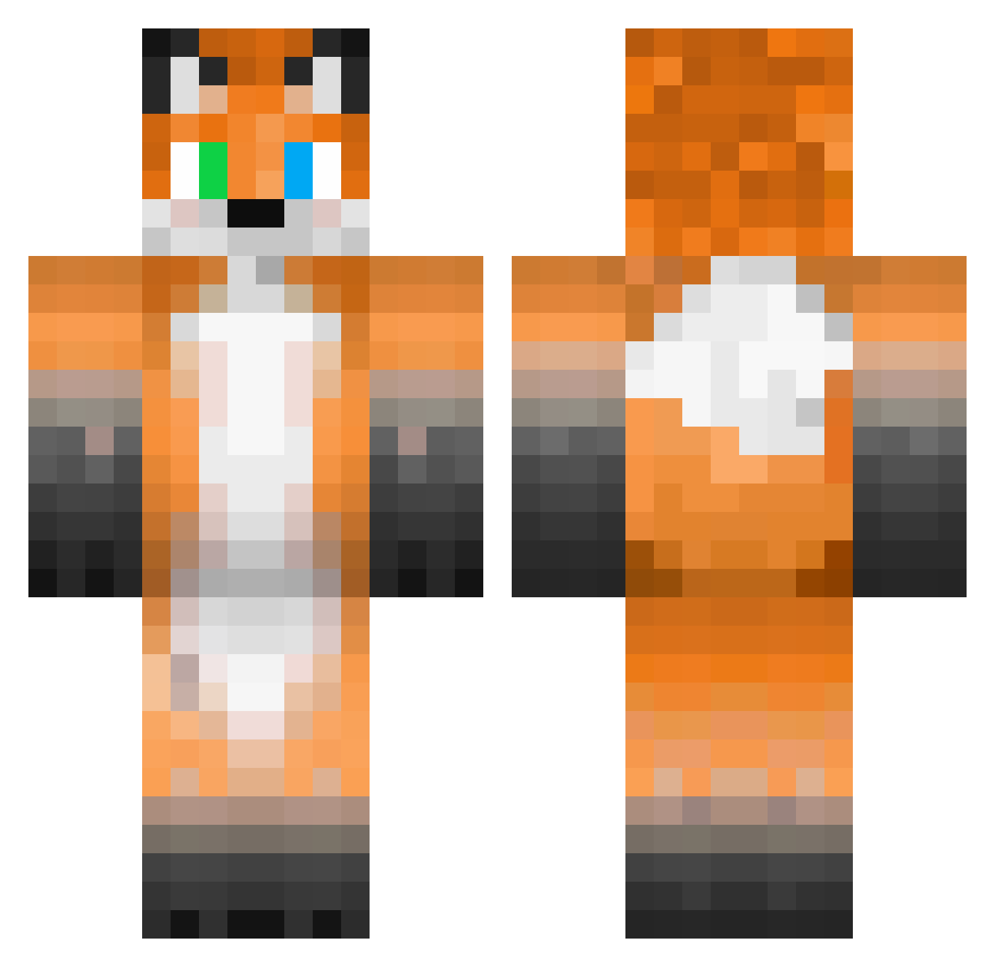 AZaz100 Minecraft skin, front and back view