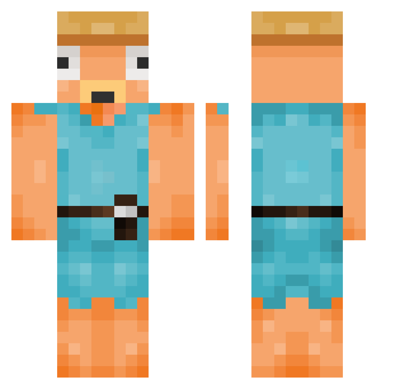 Aksoo Minecraft skin, front and back view