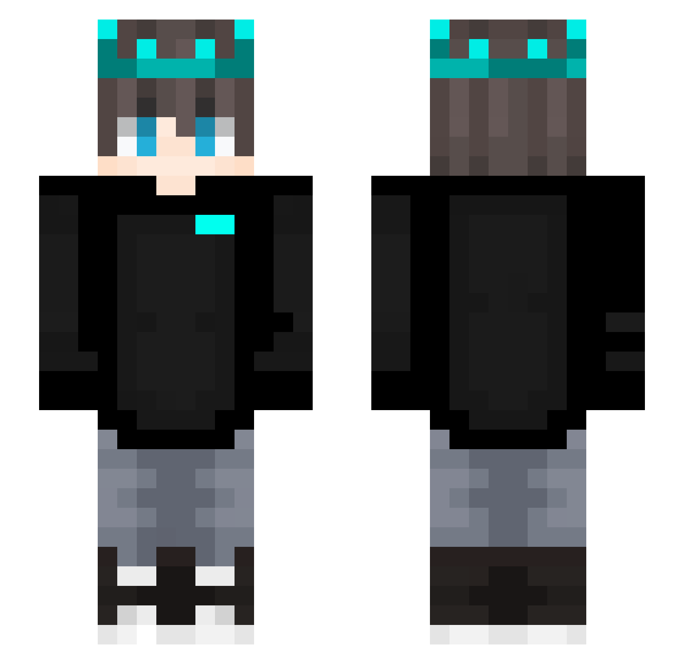 Heatedtrash Minecraft skin, front and back view