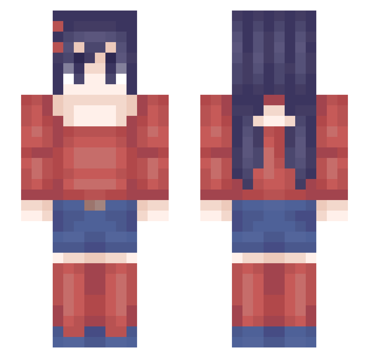 raokieikuekie Minecraft skin, front and back view