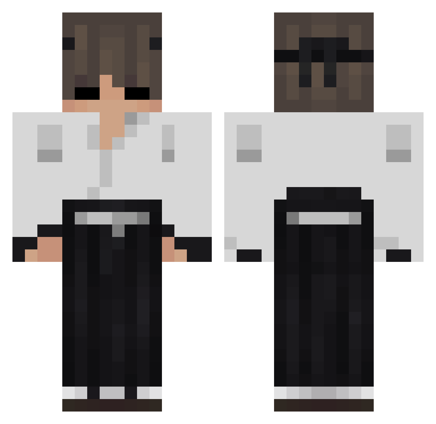Xynce Minecraft skin, front and back view