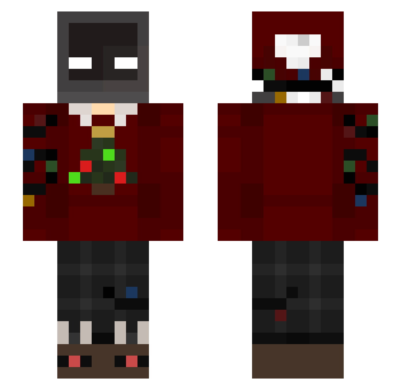 yadibolt Minecraft skin, front and back view
