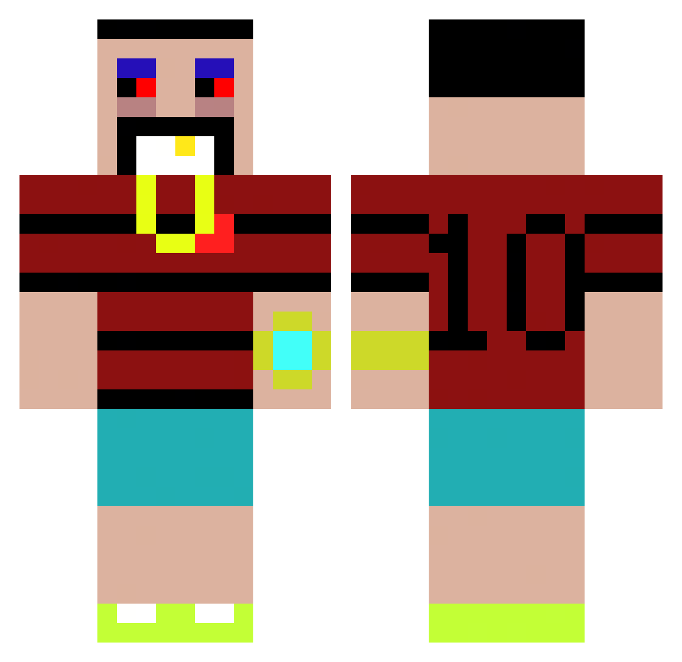 _PedroLessa Minecraft skin, front and back view