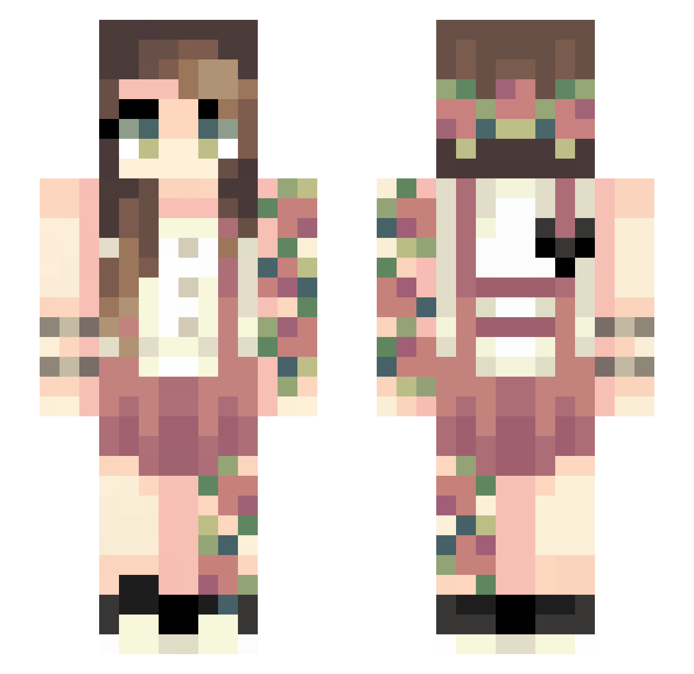 Phrasings Minecraft skin, front and back view