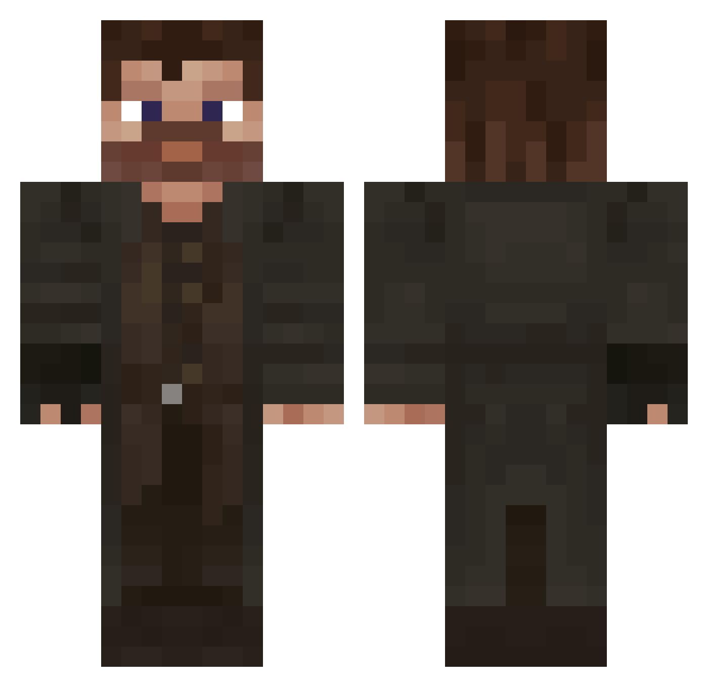 chosenstark Minecraft skin, front and back view
